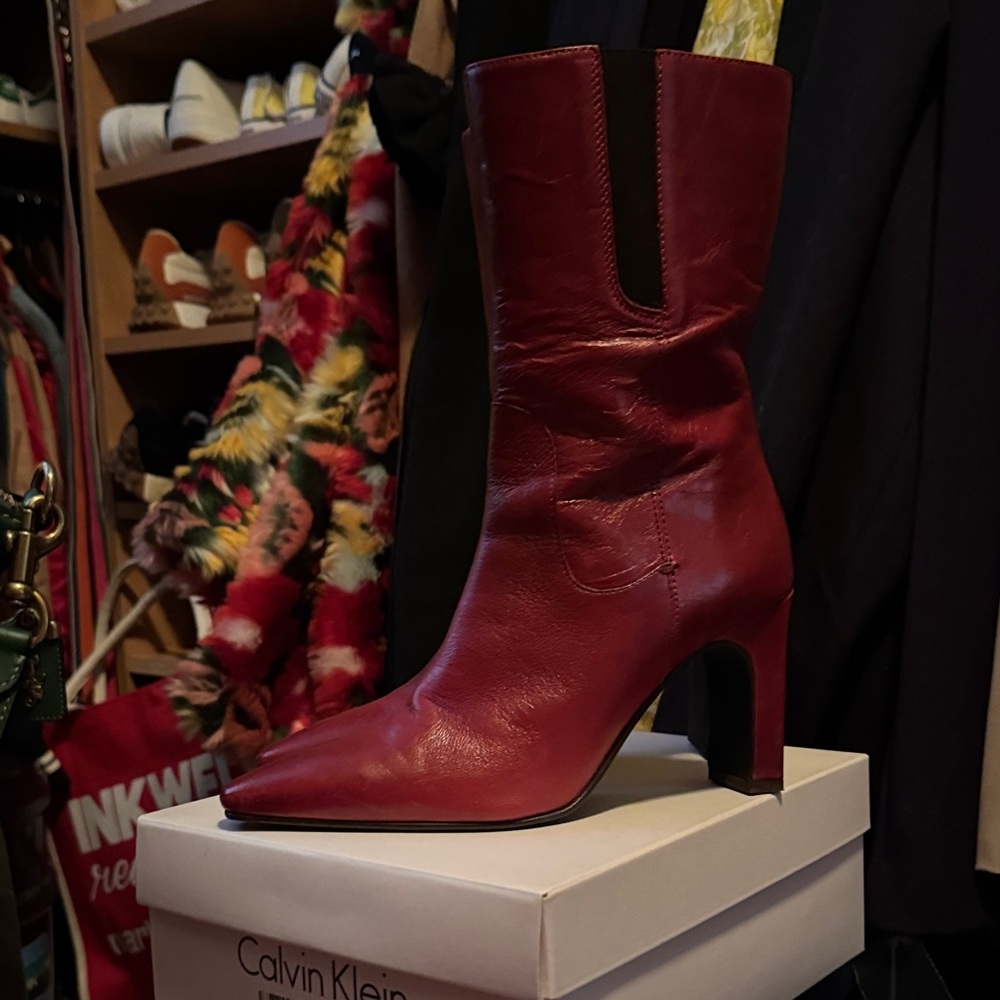 Anthropologie Women's Red Heeled Boots